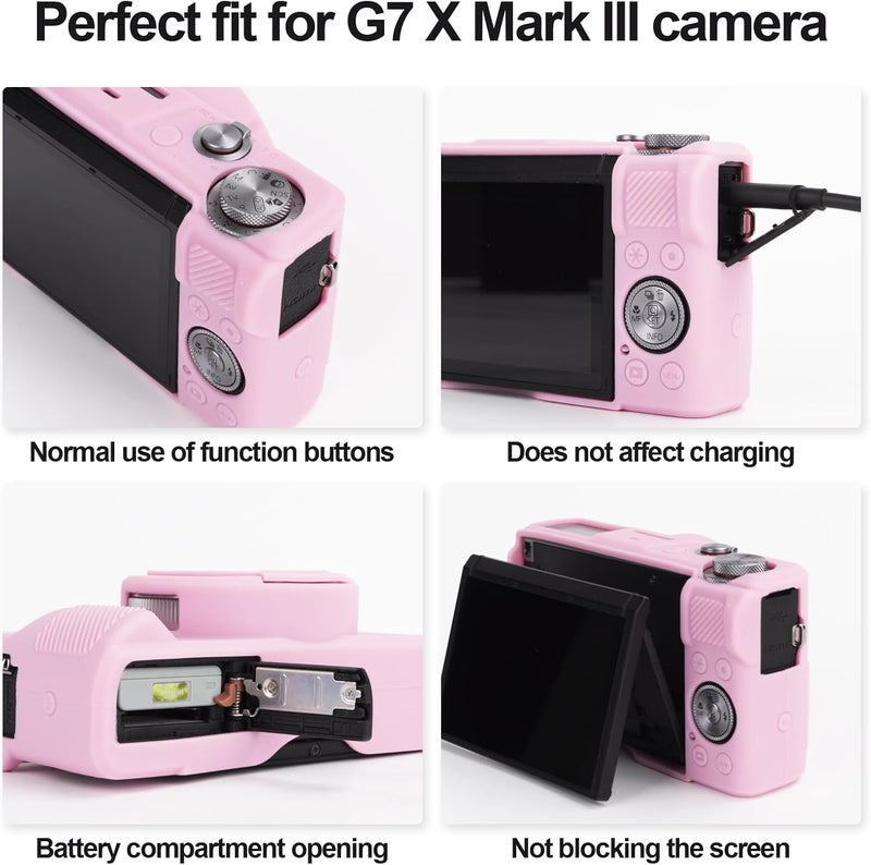 Rieibi Silicone Case for Canon G7X Mark III Case, G7X Mark III Accessories with 2 pcs sreen Protectors,Detachable Lens Cover for Canon G7X Mark III Cover - Image 2